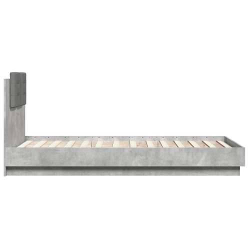 Okvir za krevet s uzglavljem i LED svjetlima siva boja betona - Beton siva 90 x 190 cm Cijena
