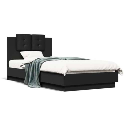Okvir kreveta s uzglavljem crni 90x190 cm od konstruiranog drva Crna 90 x 190 cm Cijena