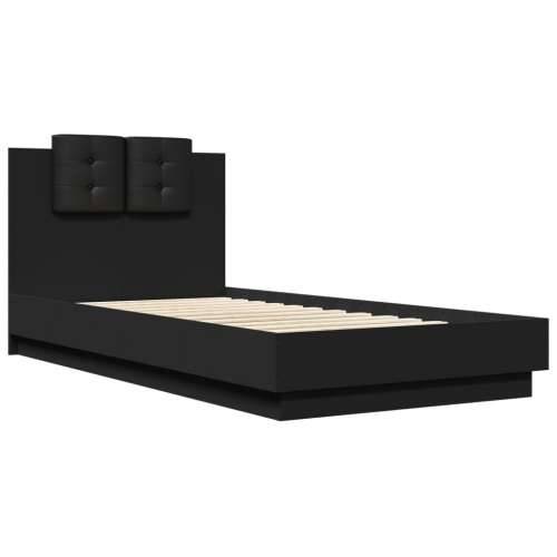 Okvir za krevet s uzglavljem crni 75x190 cm konstruirano drvo Crna 75 x 190 cm Cijena