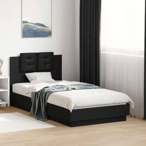 Okvir za krevet s uzglavljem crni 75x190 cm konstruirano drvo Crna 75 x 190 cm Cijena