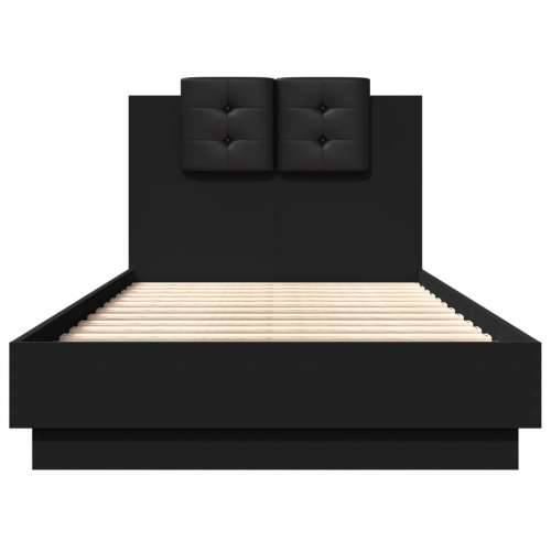 Okvir za krevet s uzglavljem crni 75x190 cm konstruirano drvo Crna 75 x 190 cm Cijena