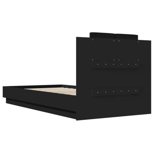 Okvir za krevet s uzglavljem crni 75x190 cm konstruirano drvo Crna 75 x 190 cm Cijena