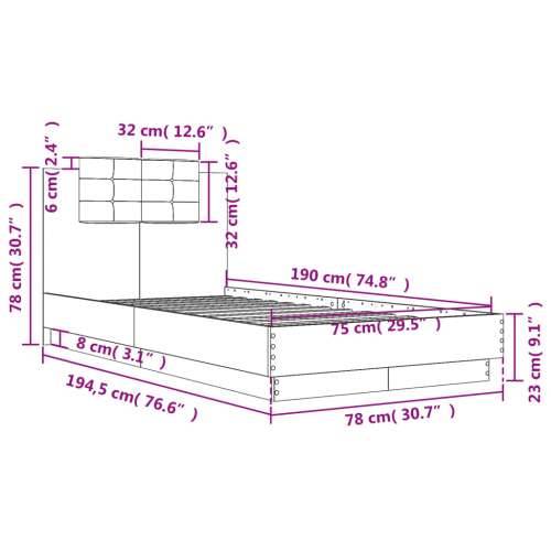 Okvir za krevet s uzglavljem boja smeđeg hrasta 75x190 cm Smeđi hrast 75 x 190 cm Cijena
