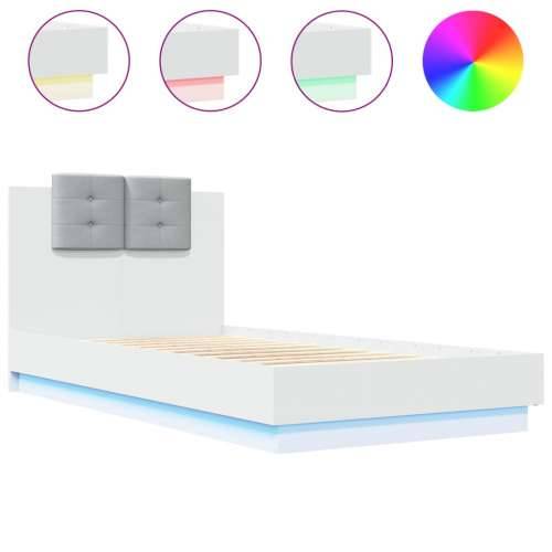 Okvir za krevet s uzglavljem i LED svjetlima bijeli 75x190 cm - Bijela 75 x 190 cm Cijena