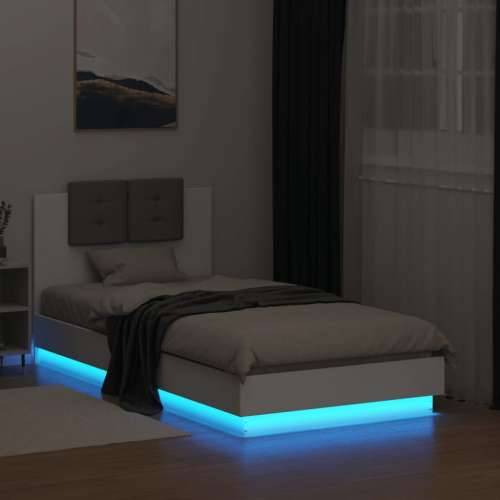 Okvir za krevet s uzglavljem i LED svjetlima bijeli 75x190 cm - Bijela 75 x 190 cm Cijena