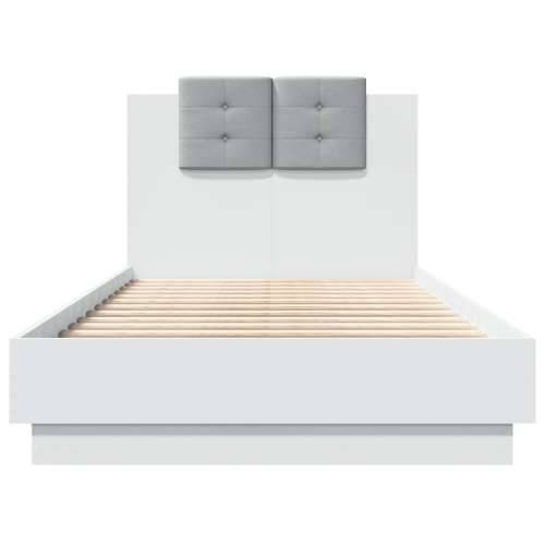Okvir za krevet s uzglavljem i LED svjetlima bijeli 75x190 cm - Bijela 75 x 190 cm Cijena