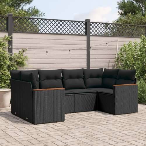 Vrtna garnitura - 6-dijelni set vrtnih sofa s jastucima crni od poliratana - Crna 1 Cijena