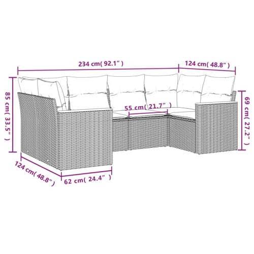 Vrtna garnitura - 6-dijelni set vrtnih sofa s jastucima crni od poliratana - Crna 1 Cijena