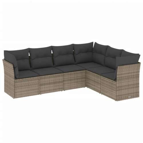 Vrtna garnitura - 6-dijelni set vrtnih sofa od poliratana s jastucima sivi - Siva Bez stola 1 Cijena