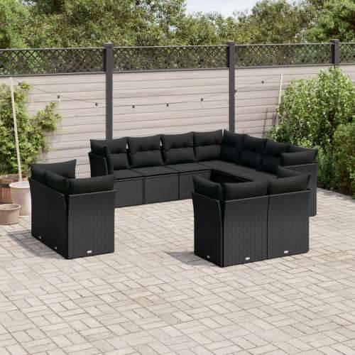 Vrtna garnitura - 11-dijelni set vrtnih sofa od poliratana s jastucima crni - Crna Bez stola 1 Cijena