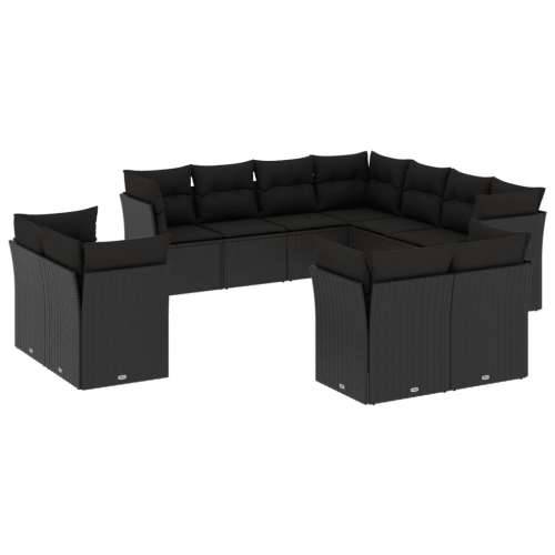 Vrtna garnitura - 11-dijelni set vrtnih sofa od poliratana s jastucima crni - Crna Bez stola 1 Cijena
