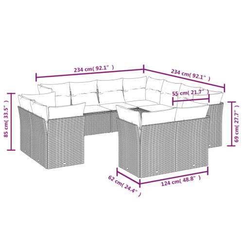 Vrtna garnitura - 11-dijelni set vrtnih sofa od poliratana s jastucima crni - Crna Bez stola 1 Cijena