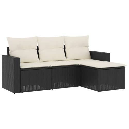 Vrtna garnitura - 4-dijelni set vrtnih sofa od poliratana s jastucima crni - Crna i krem Bez stola 1 Cijena