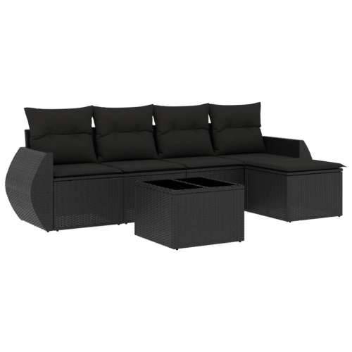 Vrtna garnitura - 6-dijelni set vrtnih sofa s jastucima crni od poliratana - Crna Bez stola 1 Cijena
