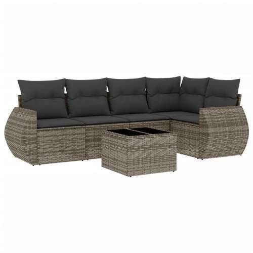 Vrtna garnitura - 6-dijelni set vrtnih sofa od poliratana s jastucima sivi - Siva Bez stola 1 Cijena