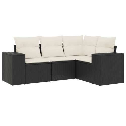 Vrtna garnitura - 4-dijelni set vrtnih sofa od poliratana s jastucima crni - Crna i krem 1 Bez stola Cijena