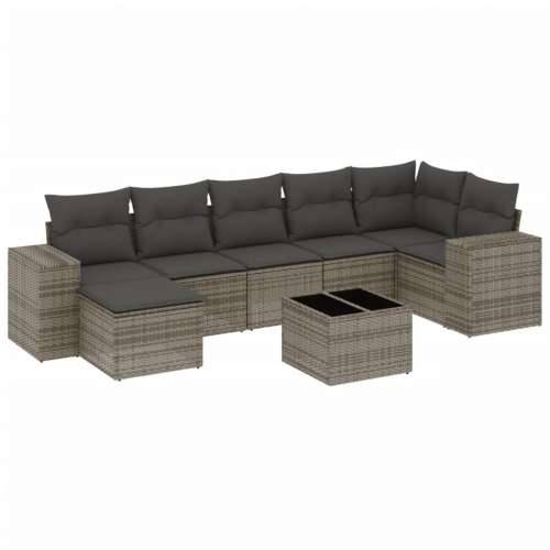 Vrtna garnitura - 8-dijelni set vrtnih sofa od poliratana s jastucima sivi - Siva Bez stola 1 Cijena