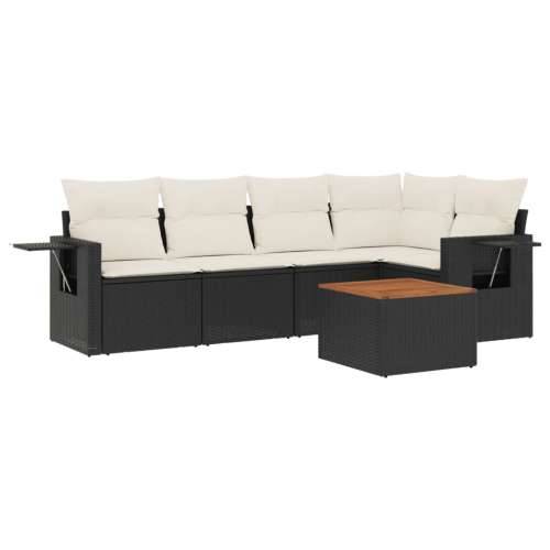 Vrtna garnitura - 6-dijelni set vrtnih sofa s jastucima crni od poliratana - Crna i krem 1 2x middle + table + 1x corner Cijena