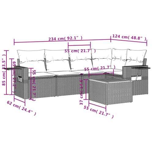 Vrtna garnitura - 6-dijelni set vrtnih sofa s jastucima crni od poliratana - Crna i krem 1 2x middle + table + 1x corner Cijena