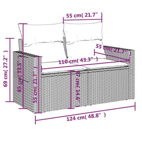 Vrtna garnitura - 6-dijelni set vrtnih sofa s jastucima crni od poliratana - Crna i krem 1 2x middle + table + 1x corner Cijena