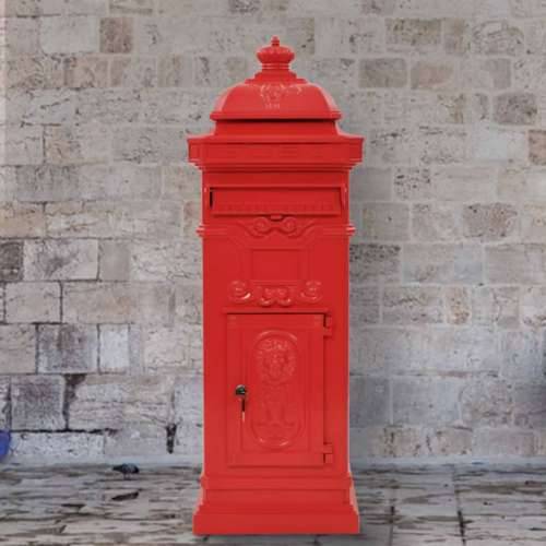 Poštanski sandučić sa stupom u vintage stilu nehrđajući crveni Cijena