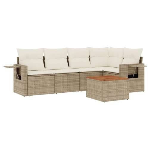 Vrtna garnitura - 6-dijelni set vrtnih sofa s jastucima bež od poliratana - Bež 1 2x middle + table + 1x corner Cijena