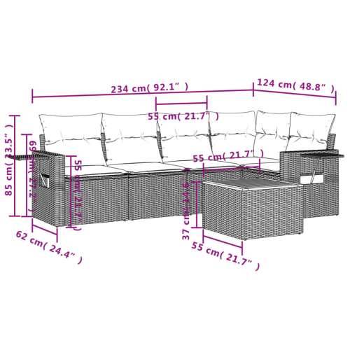 Vrtna garnitura - 6-dijelni set vrtnih sofa s jastucima bež od poliratana - Bež 1 2x middle + table + 1x corner Cijena