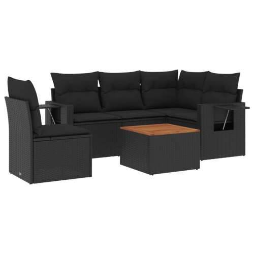 Vrtna garnitura - 6-dijelni set vrtnih sofa s jastucima crni od poliratana - Crna 1 stol + 2x srednja + kutna Cijena