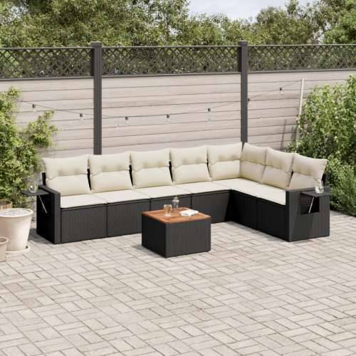 Vrtna garnitura - 8-dijelni set vrtnih sofa od poliratana s jastucima crni - Crna i krem 1 Cijena