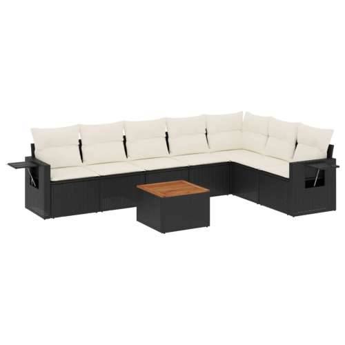 Vrtna garnitura - 8-dijelni set vrtnih sofa od poliratana s jastucima crni - Crna i krem 1 Cijena