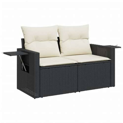 Vrtna garnitura - 10-dijelni set vrtnih sofa s jastucima crni od poliratana - Crna i krem 1 5x srednja + stol + 2x kutna Cijena