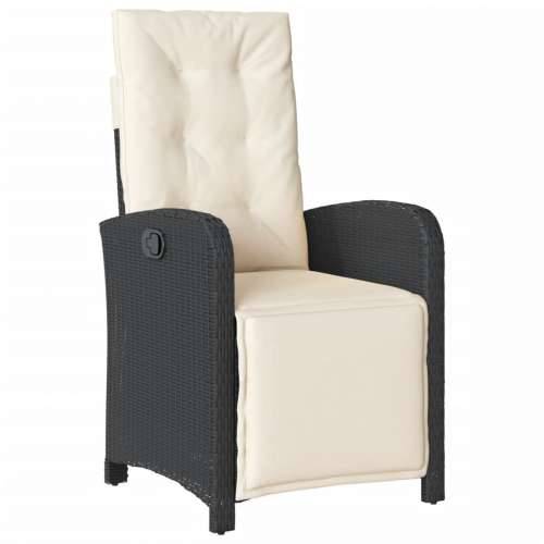 3-dijelni bistro set s jastucima crni od poliratana - Dužina stola 80 cm Oštra noga 2 Cijena