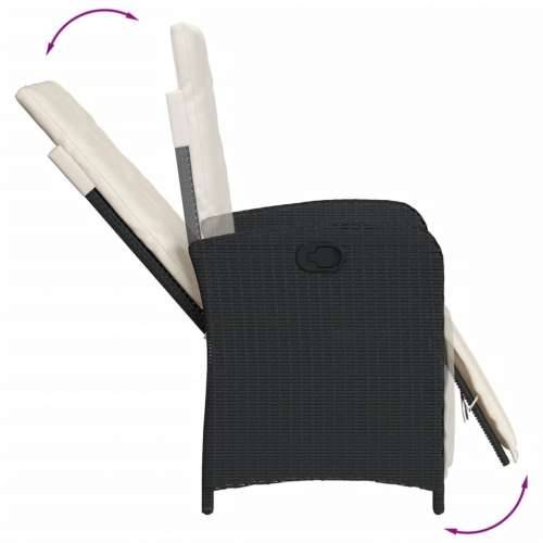 3-dijelni bistro set s jastucima crni od poliratana - Dužina stola 80 cm Oštra noga 2 Cijena