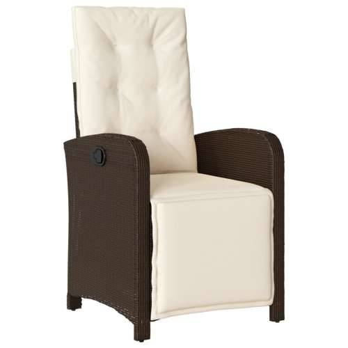 3-dijelni bistro set s jastucima smeđi od poliratana - Dužina stola 80 cm Okrugla noga 2 Cijena
