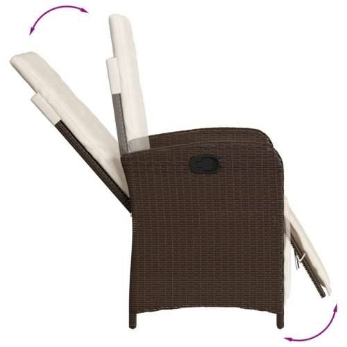 3-dijelni bistro set s jastucima smeđi od poliratana - Dužina stola 80 cm Okrugla noga 2 Cijena
