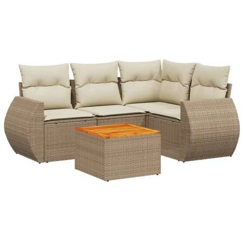 5-dijelni vrtni set sofa s jastucima bež od poliratana - bež i krem 1 Cijena