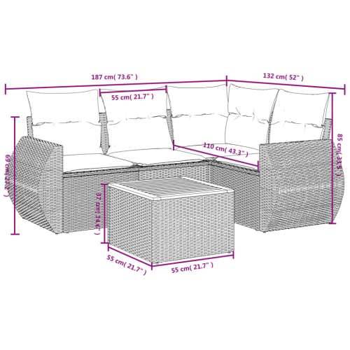 5-dijelni vrtni set sofa s jastucima bež od poliratana - bež i krem 1 Cijena