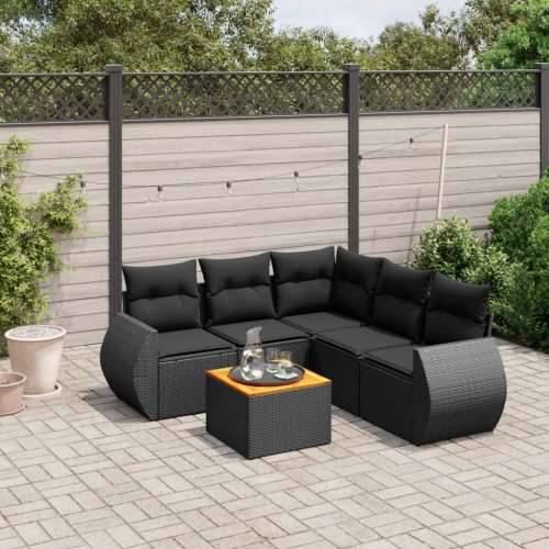 Vrtna garnitura - 6-dijelni set vrtnih sofa s jastucima crni od poliratana - Crna kutna + stol + 2x srednja 1 Cijena