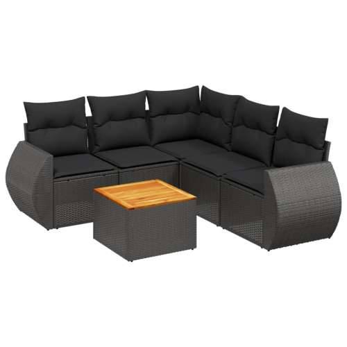 Vrtna garnitura - 6-dijelni set vrtnih sofa s jastucima crni od poliratana - Crna kutna + stol + 2x srednja 1 Cijena
