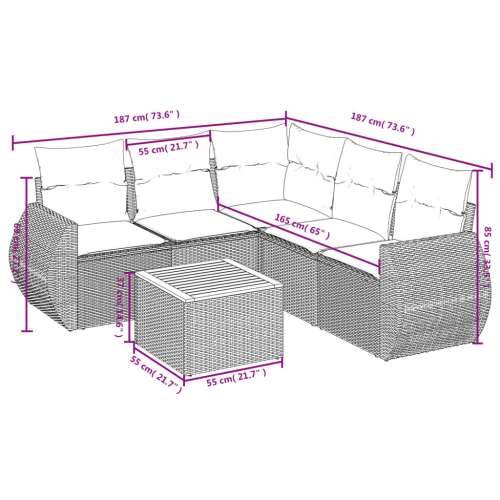 Vrtna garnitura - 6-dijelni set vrtnih sofa s jastucima crni od poliratana - Crna kutna + stol + 2x srednja 1 Cijena