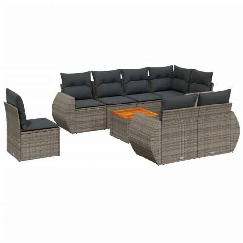 Vrtna garnitura - 3-dijelni set vrtnih sofa od poliratana s jastucima sivi Siva stol + 3x srednja + kutna 1 Cijena