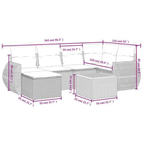 Vrtna garnitura - 7-dijelni set vrtnih sofa sivi od poliratana - Siva 1 Cijena