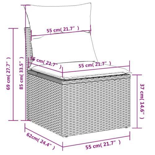 Vrtna garnitura - 10-dijelni set vrtnih sofa s jastucima bež od poliratana - Bež 2x corner + table + 5x middle 1 Cijena
