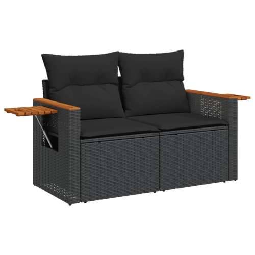 Vrtna garnitura - 6-dijelni set vrtnih sofa s jastucima crni od poliratana - Crna Sa stolom 1 Cijena