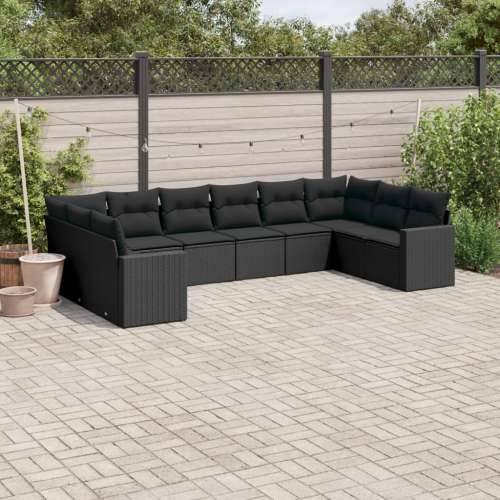 Vrtna garnitura - 10-dijelni set vrtnih sofa s jastucima crni od poliratana - Crna Bez stola 1 Cijena