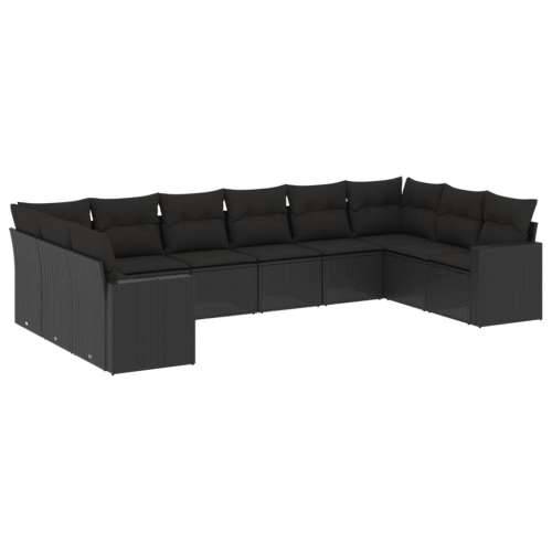 Vrtna garnitura - 10-dijelni set vrtnih sofa s jastucima crni od poliratana - Crna Bez stola 1 Cijena