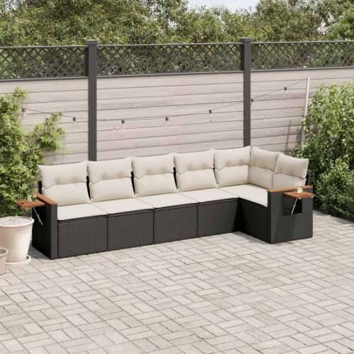 Vrtna garnitura - 6-dijelni set vrtnih sofa s jastucima crni od poliratana - Crna i krem Bez stola 1 Cijena