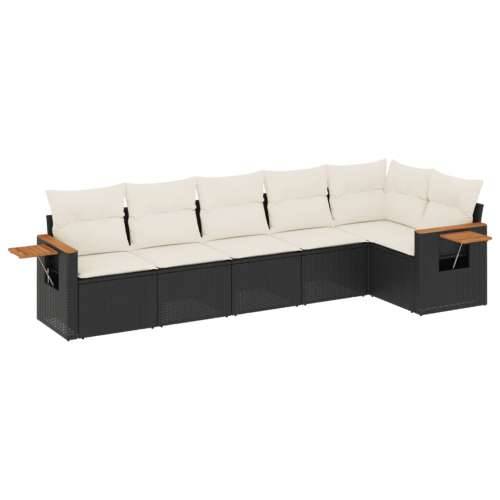 Vrtna garnitura - 6-dijelni set vrtnih sofa s jastucima crni od poliratana - Crna i krem Bez stola 1 Cijena