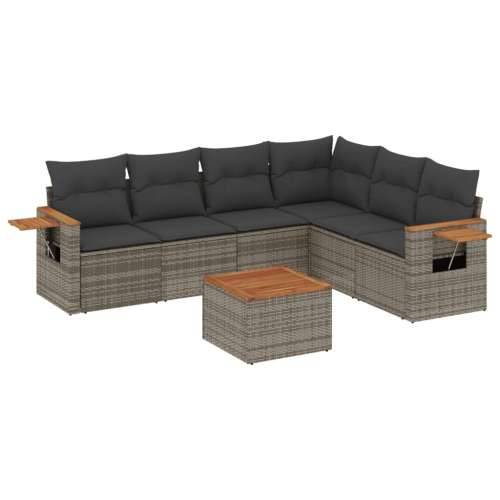 Vrtna garnitura - 7-dijelni set vrtnih sofa sivi od poliratana - Siva Sa stolom 1 Cijena