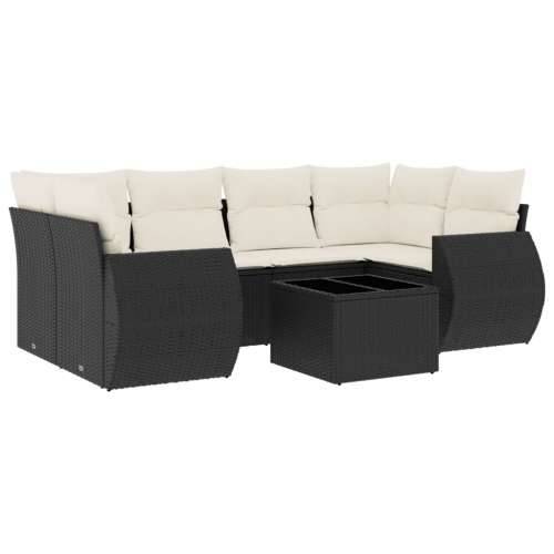 Vrtna garnitura - 7-dijelni set vrtnih sofa od poliratana s jastucima crni - Crna i krem 1 Cijena